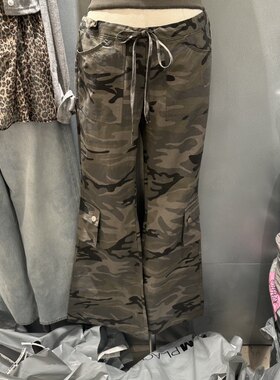 RIBBON韩国直邮㊣女士新品时尚推荐休闲休闲裤喇叭裤工装迷彩