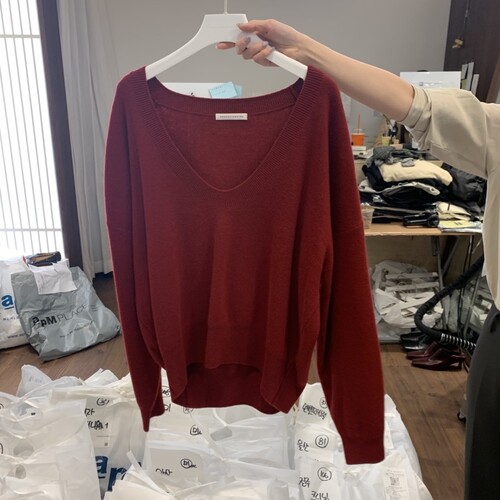 UNDERSTANDING东大门直邮㊣女士26秋冬新品热卖针织衫深U领