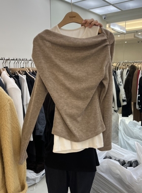 FLAUNT东大门㊣实拍女装新品热卖真品人气休闲长袖T恤假两件