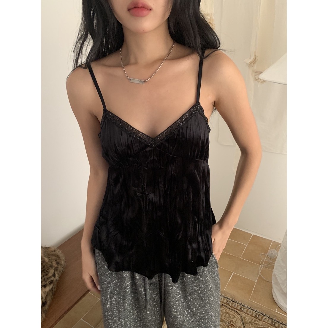 SUNDER MARKET韩国直邮㊣女装新品25秋冬真品吊带背心天鹅绒