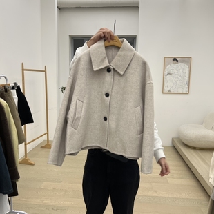 DRESS ROOM东大门㊣代购女士新品热卖推荐25秋冬短款大衣羊绒