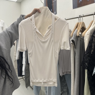 CHAV㊣韩国直邮实拍女装新款热卖时尚人气推荐休闲T恤假两件