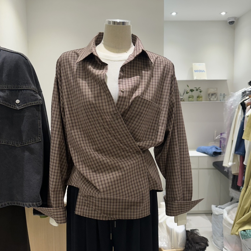 EN.U东大门㊣实拍女装新品推荐人气25秋冬休闲真品衬衫格纹