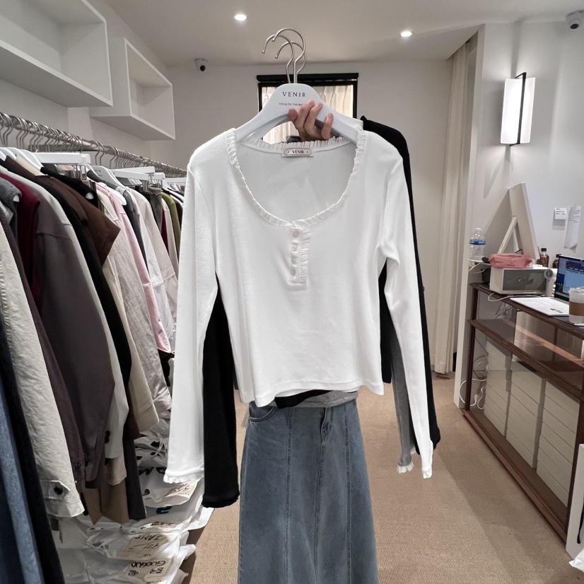VENIR-a韩国代购㊣女装新款真品25秋冬休闲人气长袖T恤柔软