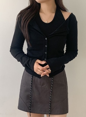 BLUSHER东大门㊣实拍女士新款真品休闲时尚人气长袖T恤假两件