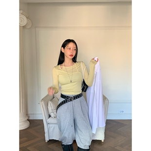 ㊣女士新品 REVE CITE L韩国代购 T恤双层 25秋冬人气真品长袖