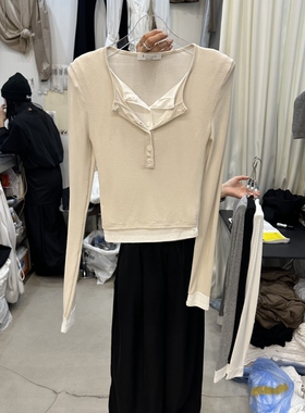 BILLION-L韩国直邮㊣女装新品热卖真品26春夏长袖T恤假两件