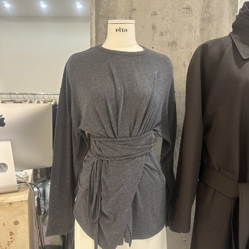 THE VERLIN/piTa韩国代购㊣女装新品25秋冬长袖T恤假两件天丝