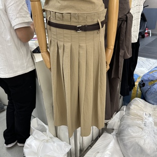 FOUNDATION韩国代购㊣女装新品人气时尚长裙不含腰带百褶褶裙S