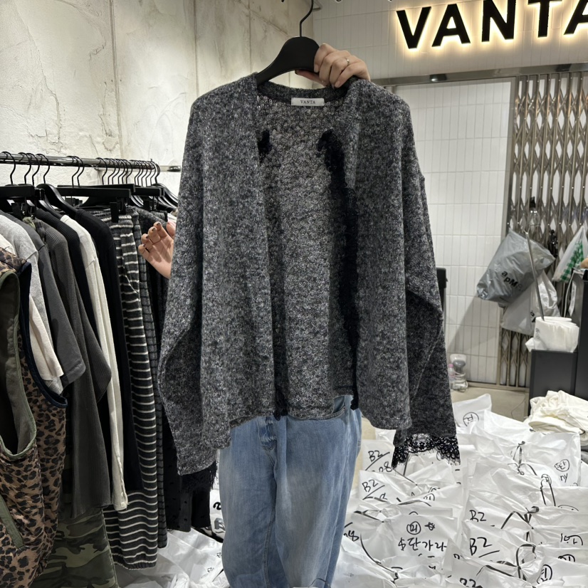 VANTA韩国代购㊣女士新款25秋冬推荐时尚热卖休闲毛衣围巾开衫