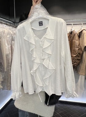 OUS/INCH韩国直邮㊣女装新款人气休闲真品时尚衬衫荷叶边春款