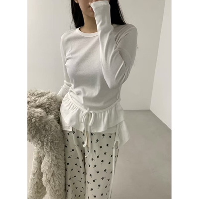 J CRANE东大门㊣直邮女装新品推荐人气时尚热卖长袖T恤褶皱