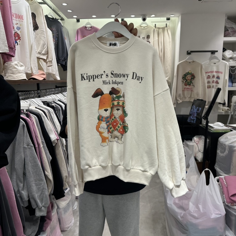 EVE韩国代购㊣女装新品真品休闲人气25秋冬推荐时尚卫衣内里绒