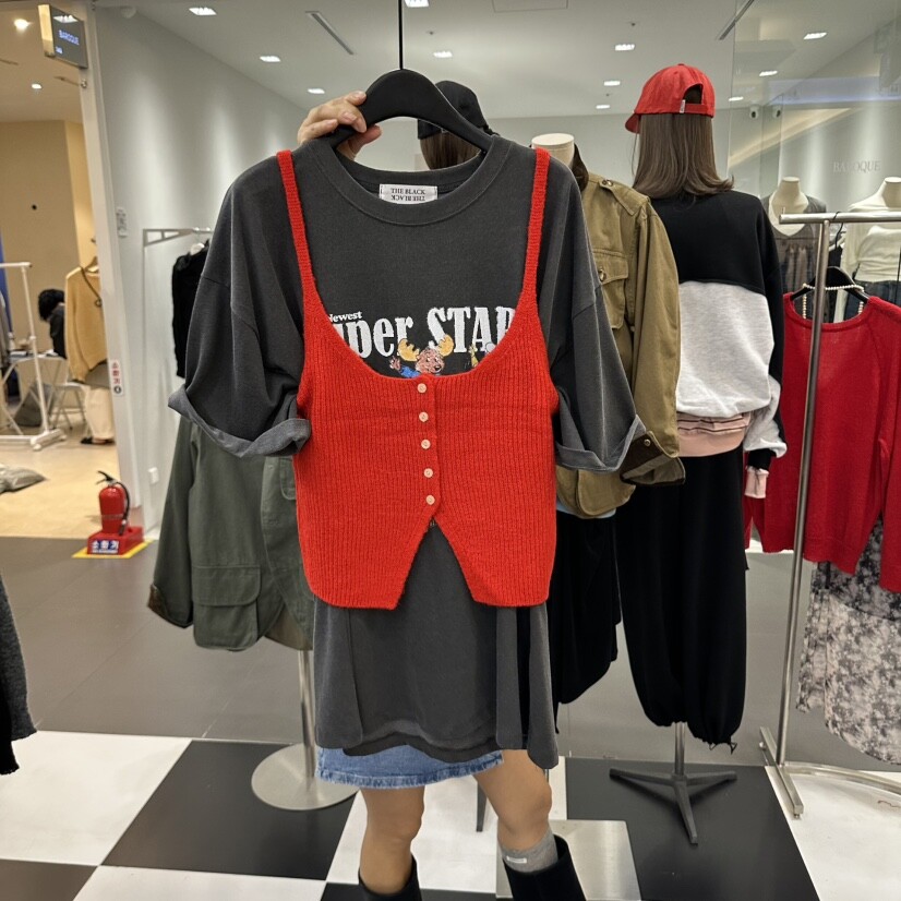 LADYBLACK/THE BLACK㊣东大门代购女装26秋冬新款真品吊带背心图片