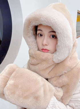 三件套帽子围巾手套萌靓仙子