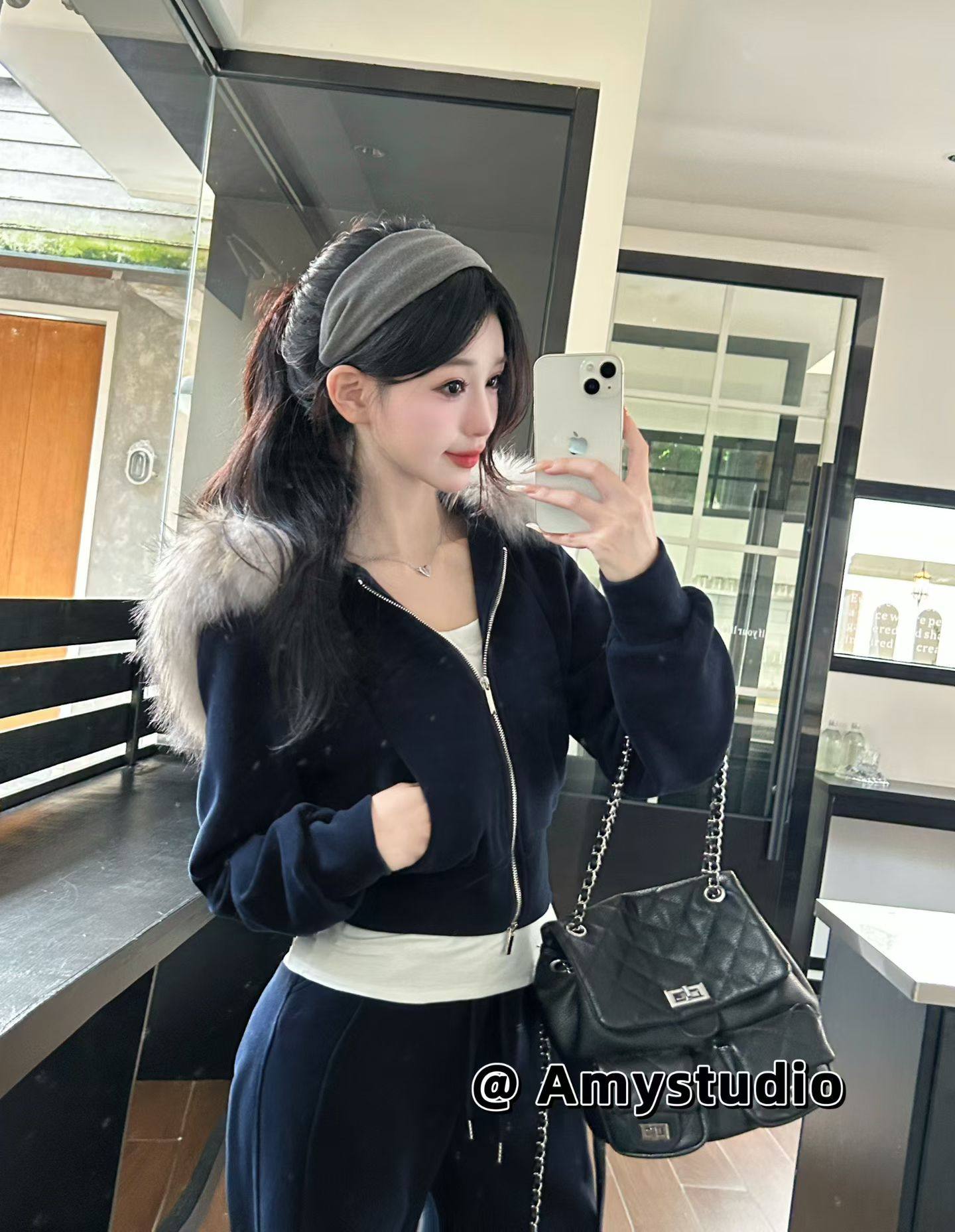 2025春秋新款时尚套装女连帽卫衣外套+阔腿裤三件套