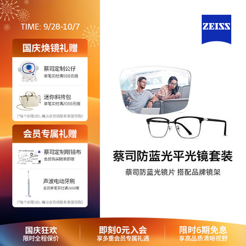 蔡司防蓝光平光镜片整镜