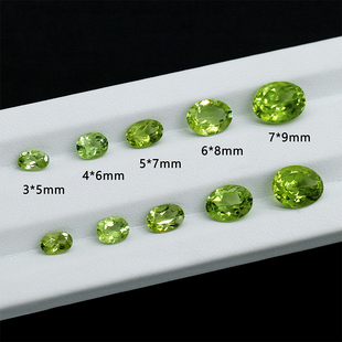 天然橄榄石裸石戒面椭圆形晶体干净项链戒指吊坠镶嵌配石工厂直销