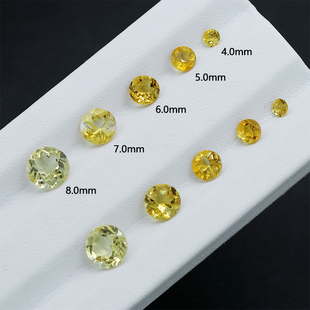 天然巴西黄水晶戒面圆形裸石吊坠戒指镶嵌首饰配石工厂直销批发