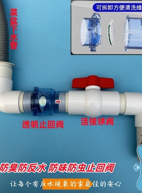 50下水道75PVC管道防反水快装止逆阀厨房下水低楼层排水管防倒灌