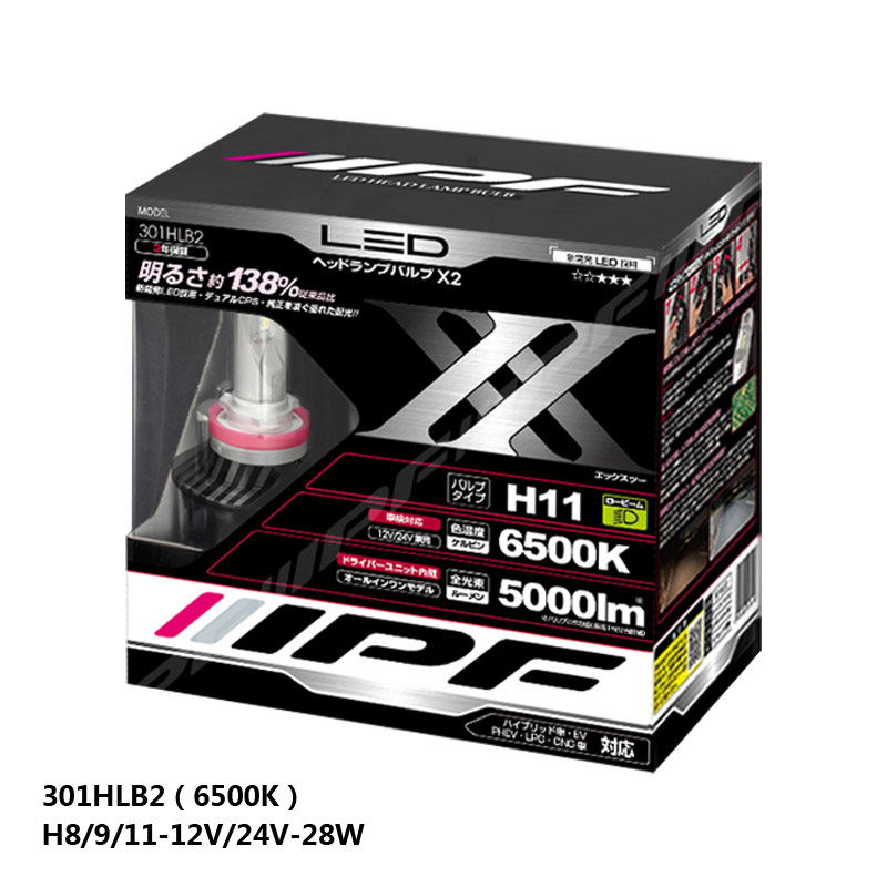 日本IPF单光LED灯泡远光灯近光灯前照灯白光65K集成分体高亮二代