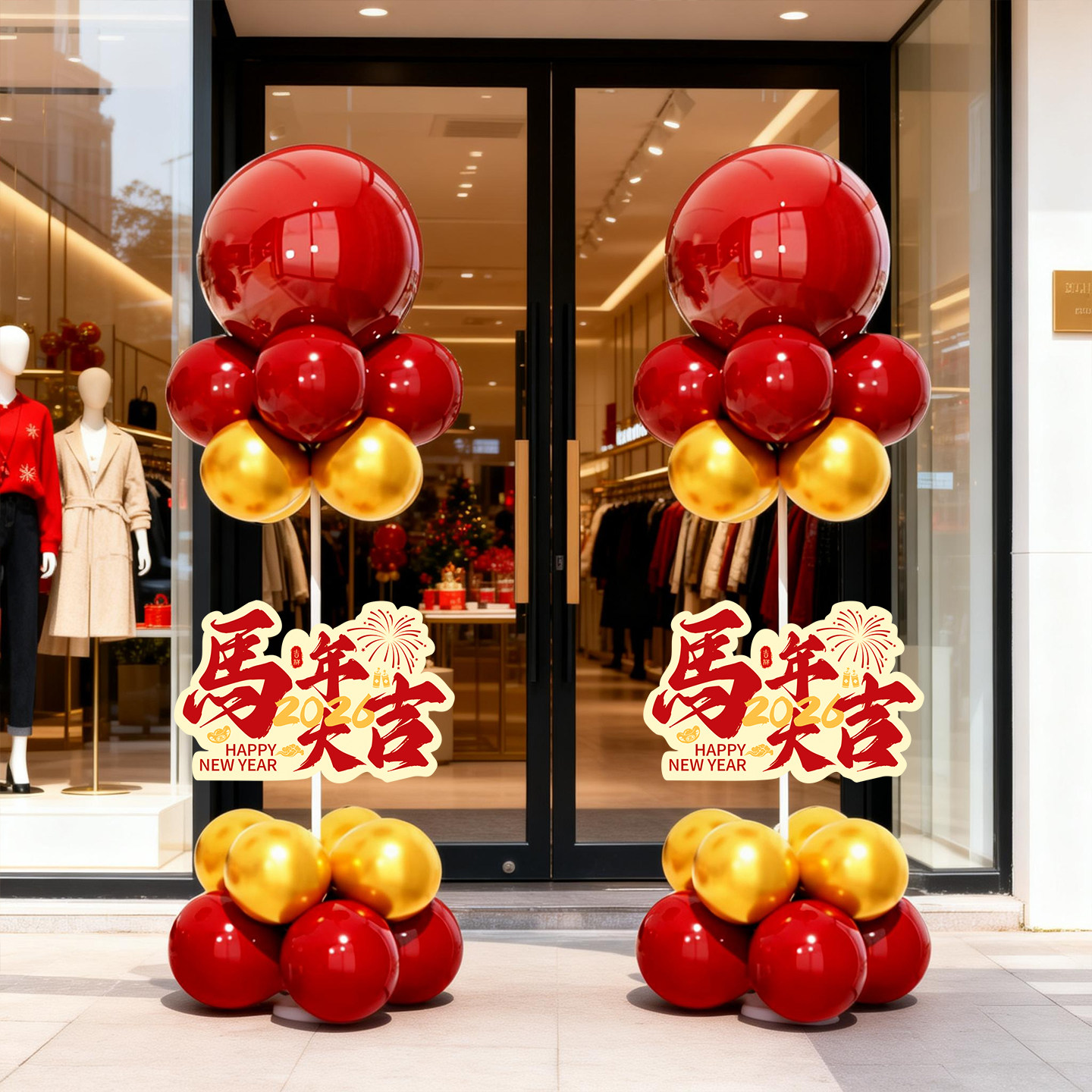 2026新年气球立柱元旦春节学校氛围装饰商场店铺场景布置摆件路引,节庆用品/礼品,装扮布置套餐,淘宝优惠券,粉丝福利购,淘宝优惠卷