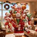 圣诞节氛围装 饰老人手持棒头饰手腕气球拍照道具地推活动布置新年