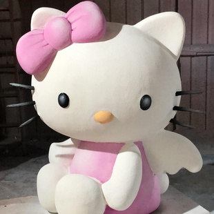 玻璃钢雕塑定制helloKitty粉色雕塑定制可爱卡通装饰雕塑定制