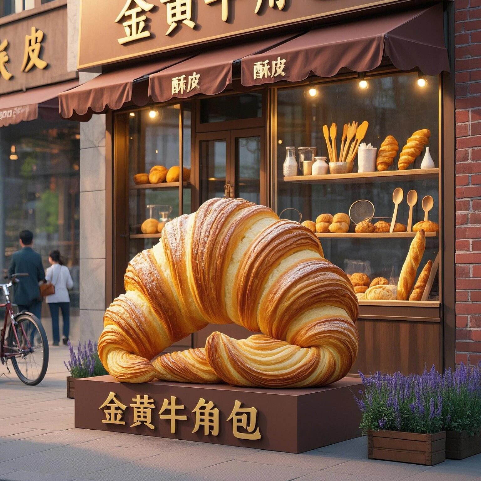 玻璃钢雕塑定制面包店门头招牌美陈装饰面包造型仿真巨型面包