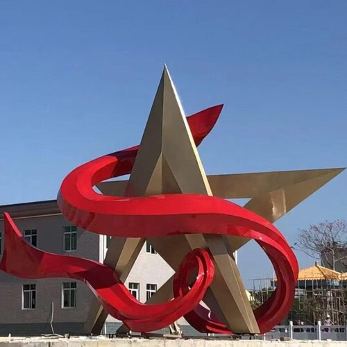 国庆不锈钢红旗玻璃钢草坪雕塑