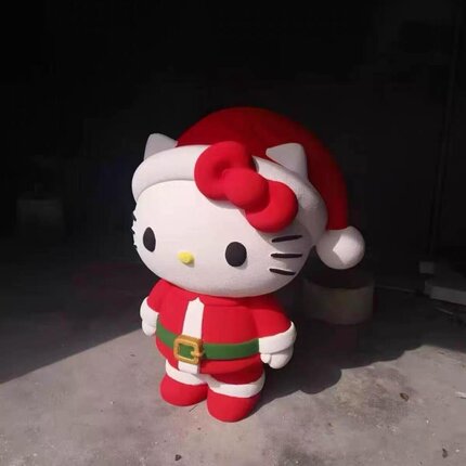 玻璃钢雕塑定制圣诞主题kt猫装饰摆件户外打卡拍照装饰美陈圣诞