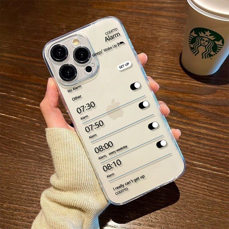 定时闹钟适用苹果17手机壳透明防摔保护套iPhone16卡通可爱女全包高级OPPO小米17软硅胶透明华为荣耀新年软壳