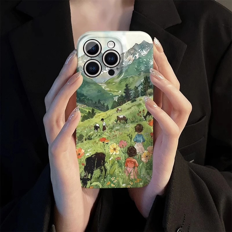 菲林软壳防摔放牛娃适用苹果16华为reno13小米15vivox200一加高级感ins风女款全包手机壳新款15promax