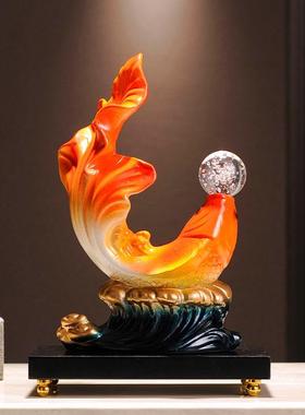 /年年有余鲤鱼摆件家居客厅酒柜轻奢装饰品乔迁办公桌开业礼物/