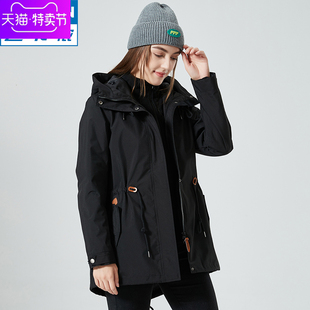 秋冬户外新款冲锋衣女三合一两件套可拆卸潮牌加厚保暖防风外套