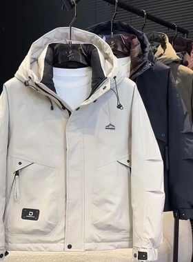冬季新款时尚连帽加厚保暖工装羽绒服男士潮百搭韩版外套男9899