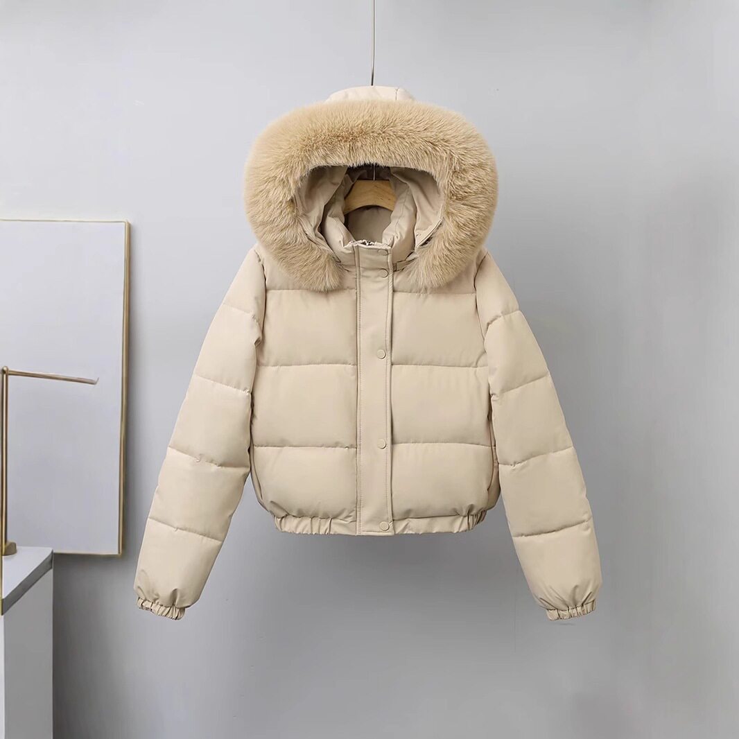 欧美棉服2025外贸短款棉衣女港风冬韩版加厚学生棉袄毛领夹克