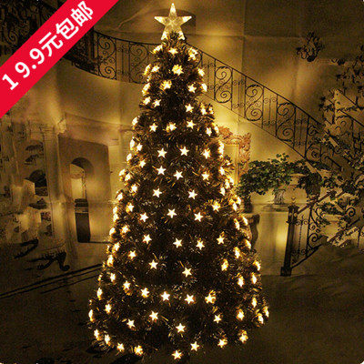 圣诞节装饰装扮1.5、1.8、2.1、2.4米发光雪花金色叶子光纤圣诞树
