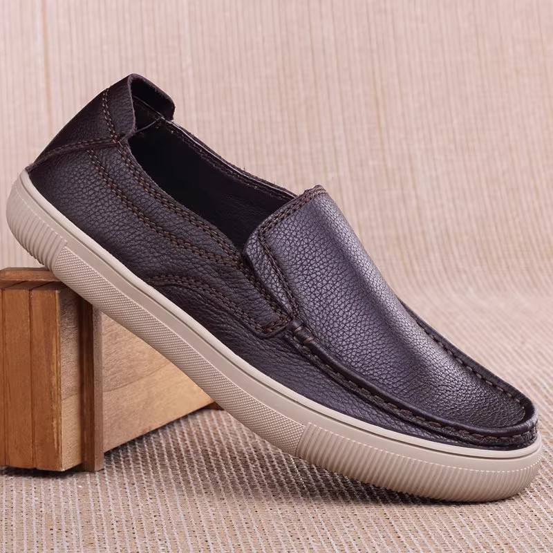 套脚头层牛皮原单软皮透气男鞋