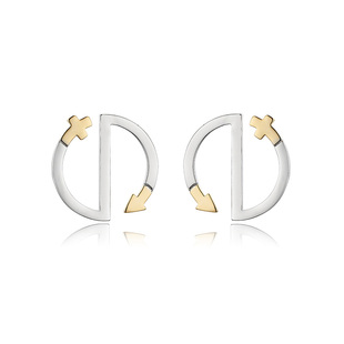 Glam 欧美简约耳饰双色箭头金属短发耳环圆形耳钉女 Ever个性