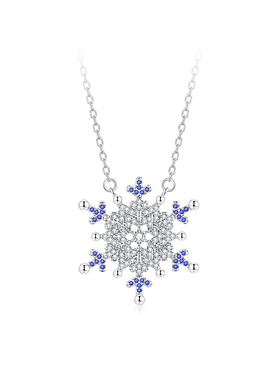 Glam Ever蓝色雪花项链送女友新款气质小众设计高级感锁骨链礼物