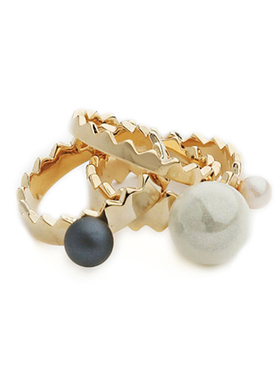 Glam Ever套戒 奇幻系列黑色金黄多圈简约时尚套戒组合戒指