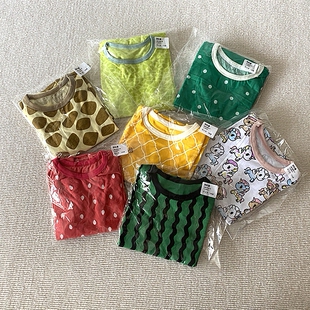 100-150码~外贸日单夏男女童装 纯棉短袖短裤家居服套装