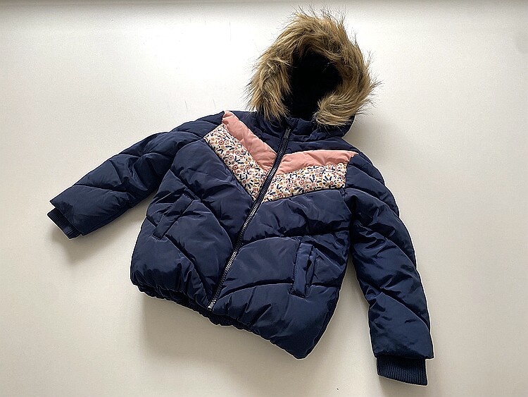 4-8岁~外贸Y单冬装女童装 厚实毛领拉链连帽棉服棉衣