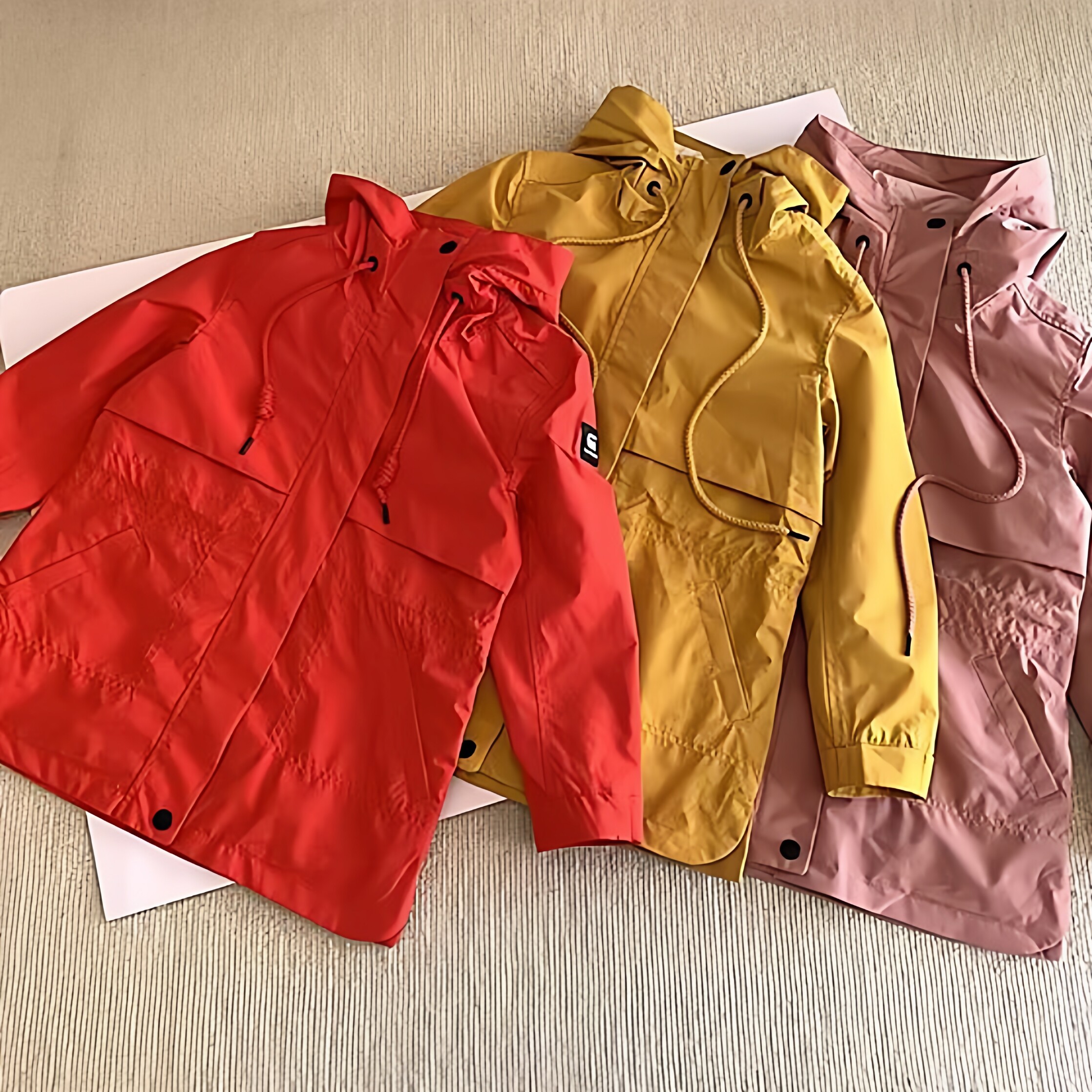 110-150码~春秋款女童装 薄款挂里中长款连帽户外风衣外套