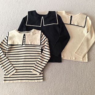 130 柔软弹力纱海军领毛衣针织衫 160码 女童装 日单秋冬款 偏大