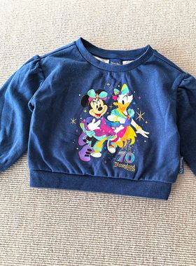 92-164码~外贸Y单春秋款女童装 单面绒卡通蓝色宽松短款休闲卫衣