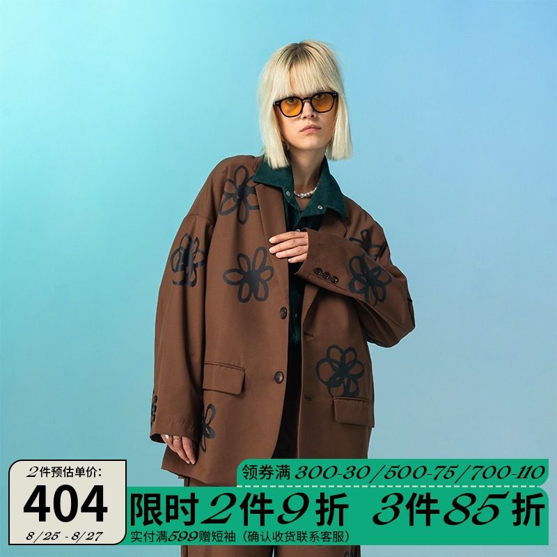 MODITEC花朵手繪印花垂感休閑外套寬松薄西裝乃萬鍾楚曦 李誕同款在類目 男裝, 夾克中 - 來自Buy2taobao.com提供專業的淘寶代購服務