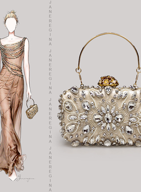 闪钻链条包气质名媛女包斜挎高级晚宴小众包包新款聚会晚礼服手包