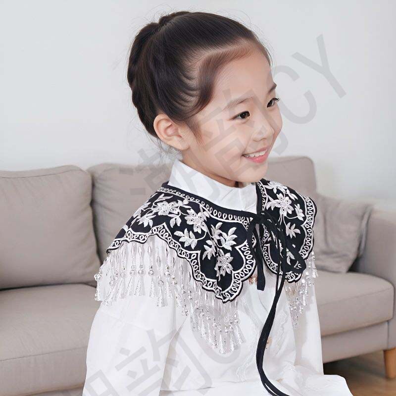 女大童中式刺绣假领百搭披肩